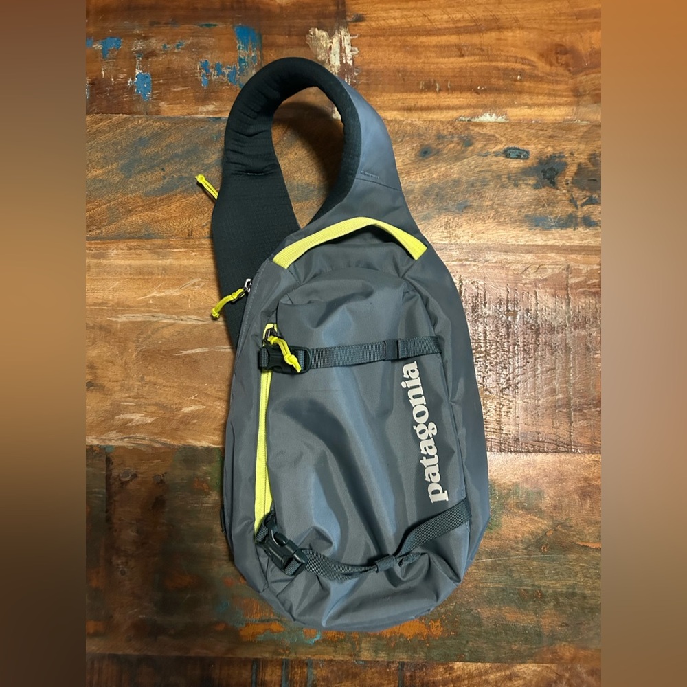 Patagonia green cross body with Yellow Accents